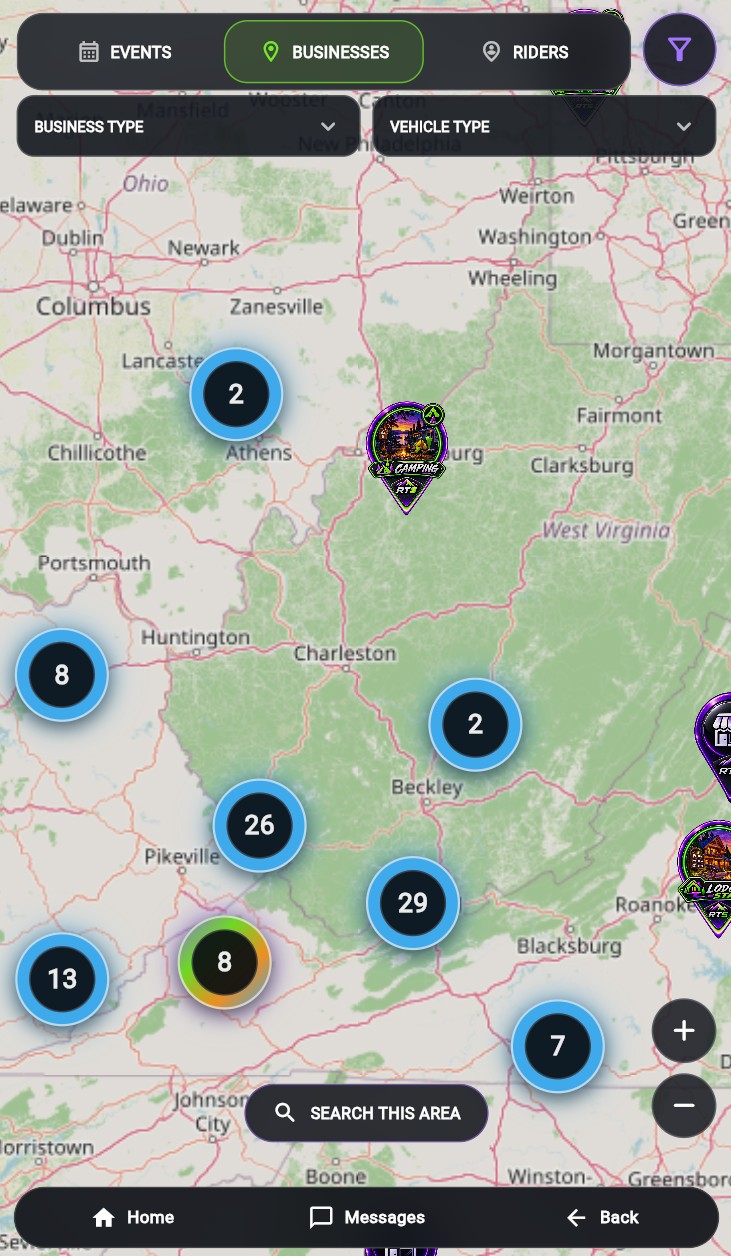 RideTribeSync map app screen