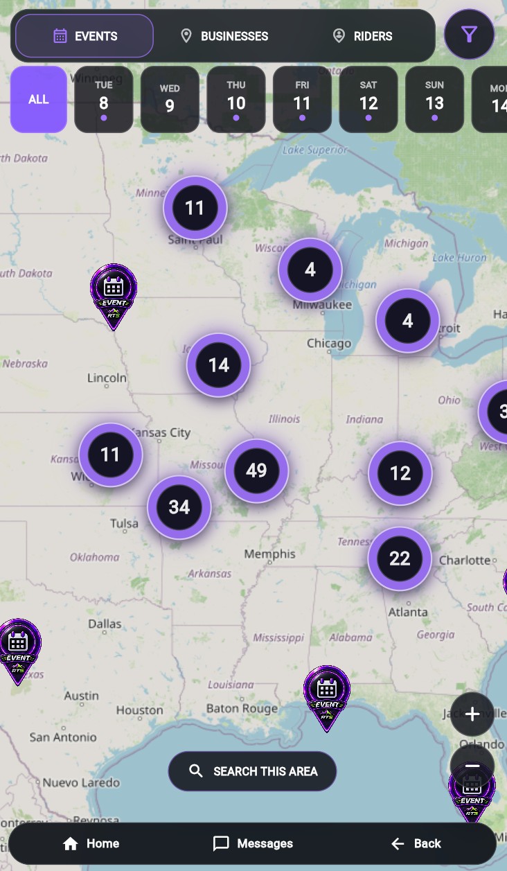 RideTribeSync map app screen