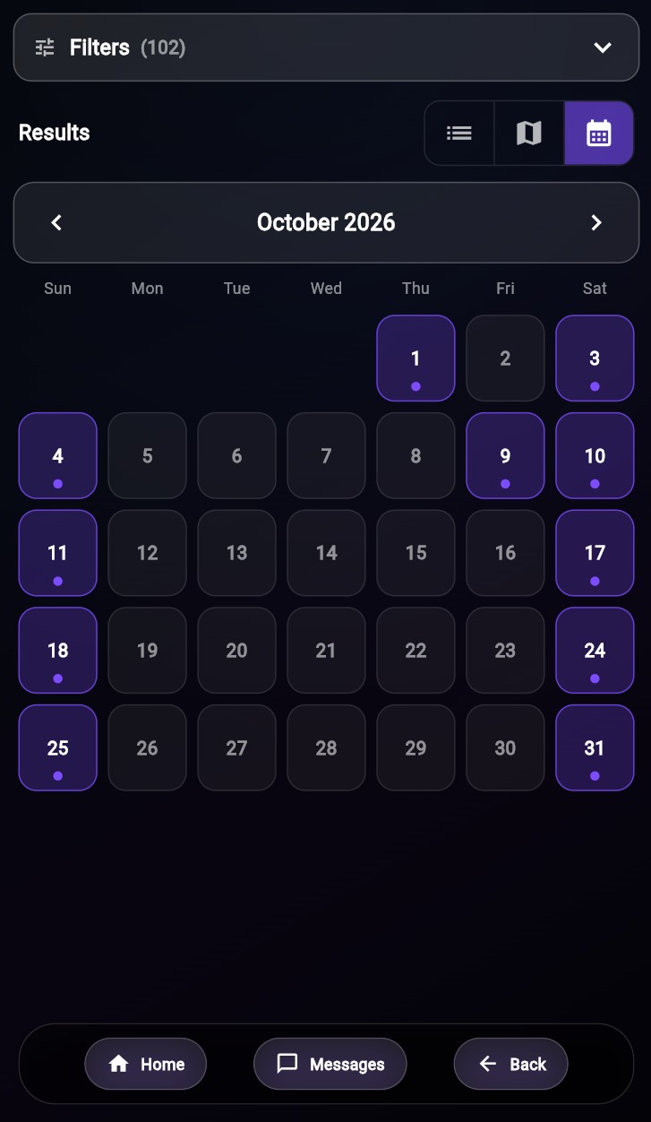 RideTribeSync calendar app screen