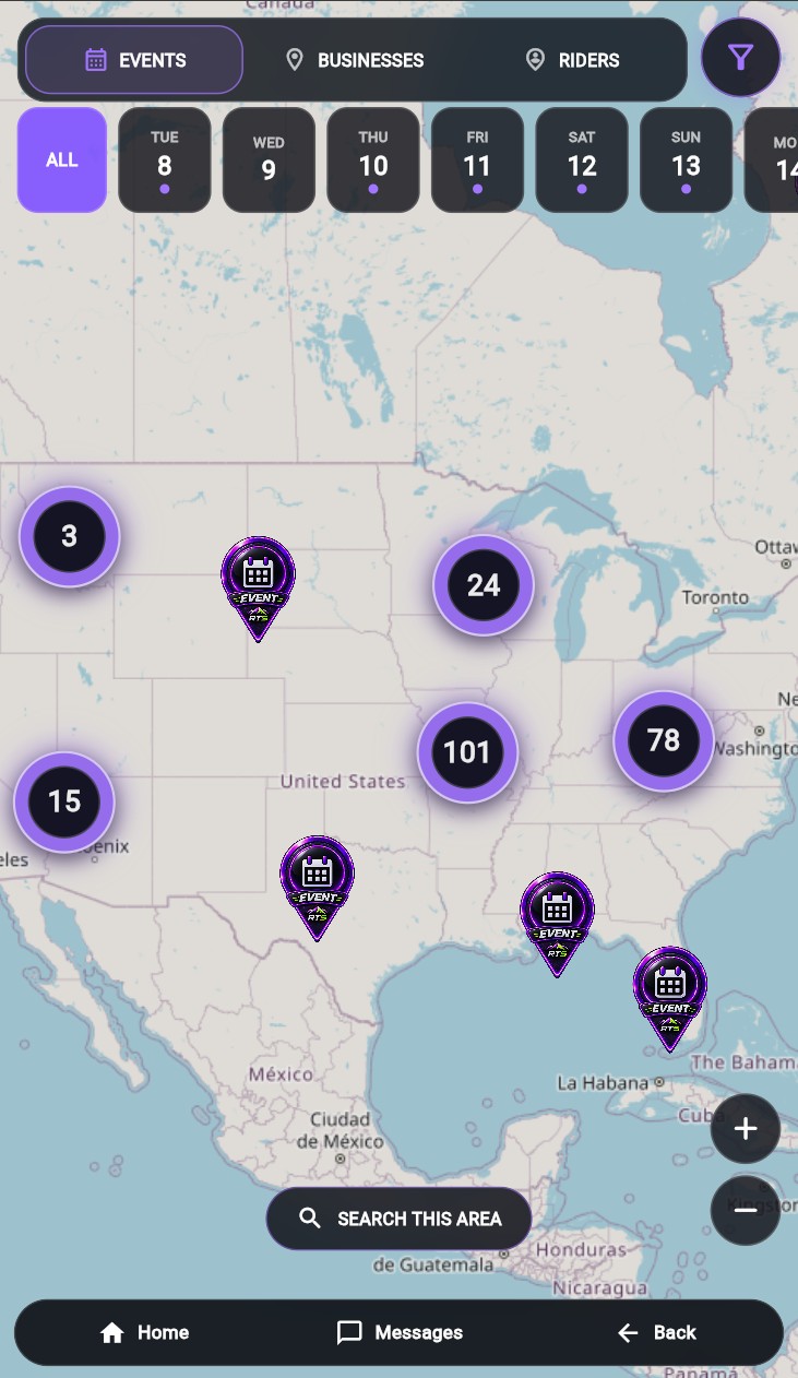 RideTribeSync map app screen